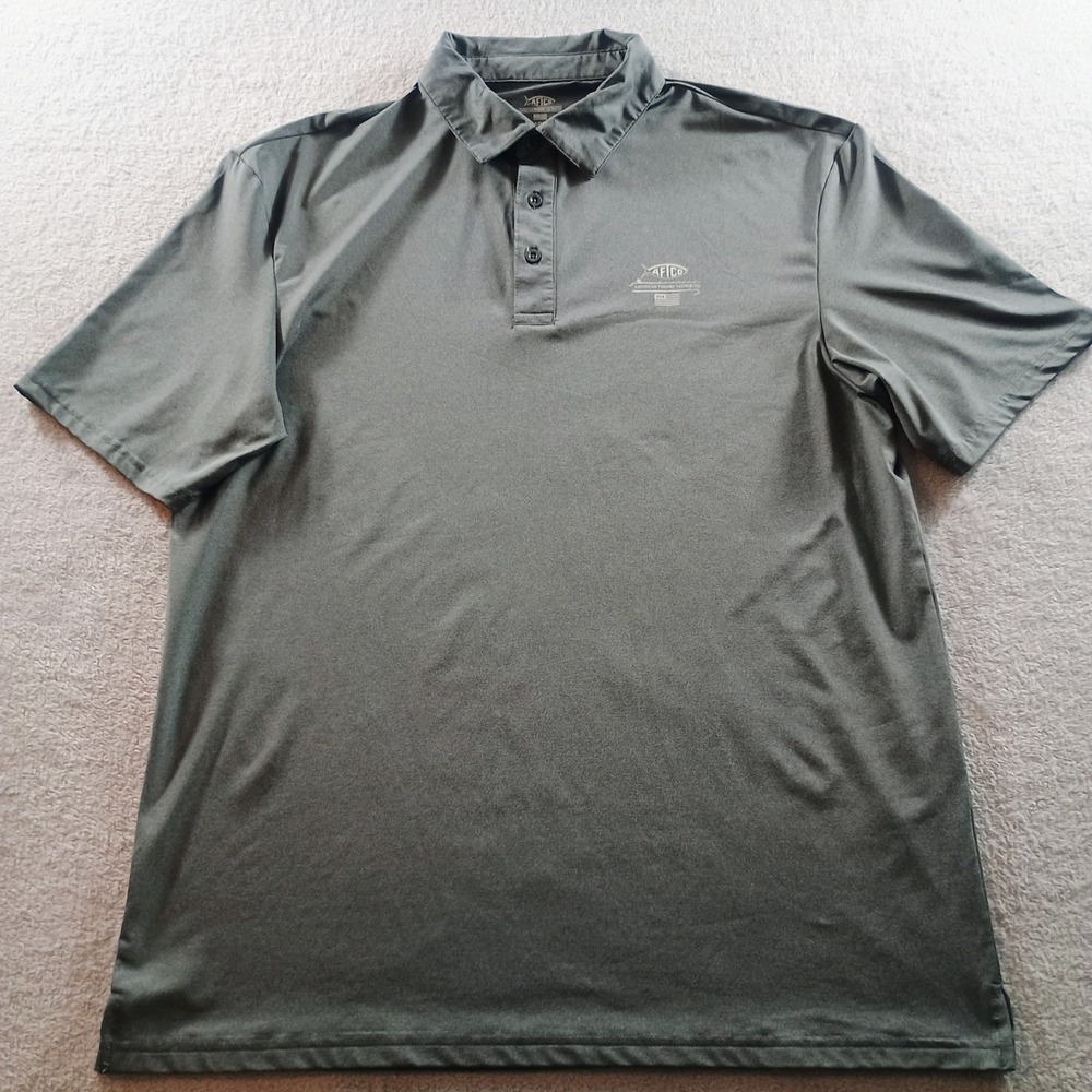 AFTCO Mens AFTECH Performance Polo Shirt Grey Large Moisture Wicking